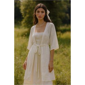 Womens Lace Festival Cardigan Robe Size S White Fairy Hippie Gypsy Cottagecore